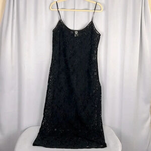 Vintage Victoria’s Secret Black Lace Side Slit Night Grown Size‎ Medium